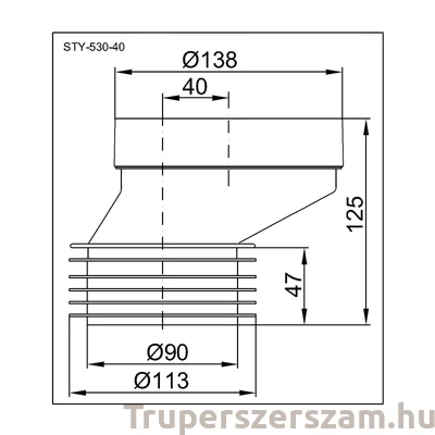 Kép 2/2 - WC bekötő, 40 mm-es eltolású (STY-530-40)