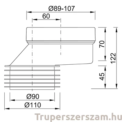Kép 2/2 - WC bekötő, 60 mm-es eltolású, STY-530-60