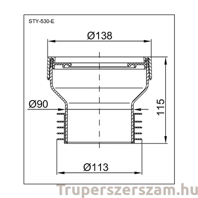 Kép 2/2 - WC lefolyó csatlakozó, állítható, excenteres (STY-530)