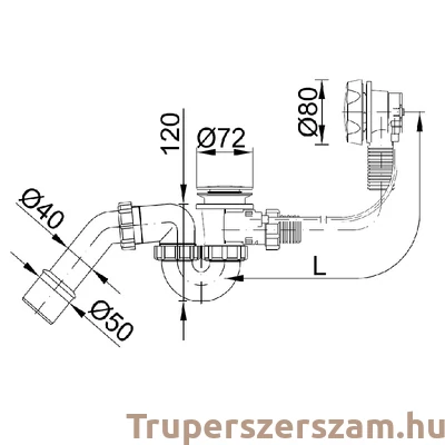 Kép 2/2 - Kádszifon, automata, krómozott 53 cm (STY-536-A-K)