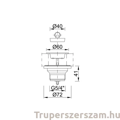 Kép 2/2 - Leeresztőszelep, 5/4", 60 mm tányér (STY-542-1)