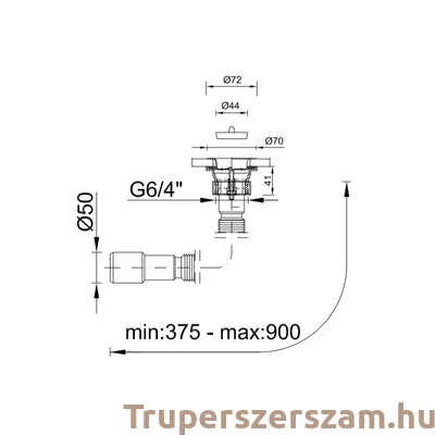 Kép 2/2 - Jollyflex 6/4″ – 40/50 mm-es, műanyag hollandis + leeresztőszelep, 6/4″(STY-543-Jolly)