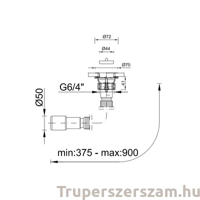 Kép 2/2 - Jollyflex 6/4″ – 40/50 mm-es, műanyag hollandis + leeresztőszelep, 6/4″(STY-543-Jolly)