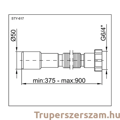 Kép 2/2 - Jollyflex 6/4" műanyag hollandis, vastag fal (lefolyócső) (STY-617-3)