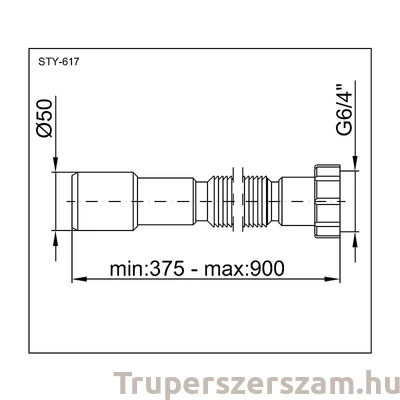 Kép 2/2 - Jollyflex 6/4" műanyag hollandis, vékony (lefolyócső) (STY-617-4)