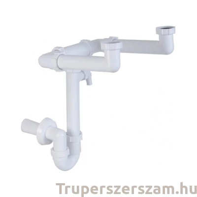 Kép 1/2 - Helytakarékos csőszifon 6/4", kétmedencés , mosógép csatlakozóval, 40 mm-es (STY-642)