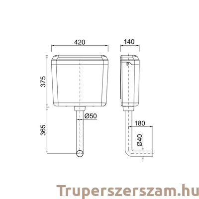 Kép 2/2 - AQUA start-stop gombos WC tartály(STY-700-R)