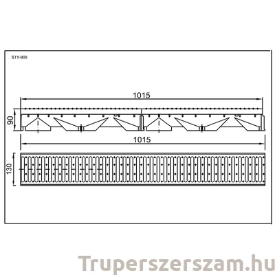 Kép 2/5 - Kültéri folyóka, 1 m fekete fedráccsal (STY-900-M)
