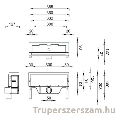 Kép 2/2 - Falba építhető zuhanyfolyóka, fényes KLASSZIK előlappal (STY-F1KF)