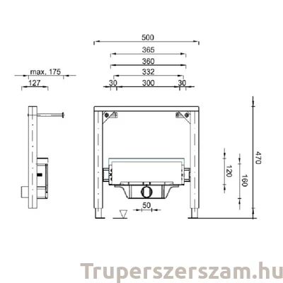 Kép 2/2 - Falba építhető zuhanyfolyóka, keretes, fényes KLASSZIK előlappal (STY-F2KF)