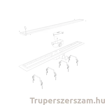 Kép 3/3 - Zuhanyfolyóka egyenes, rozsdamentes ráccsal, Floor, 1000 mm (STY-F-100)