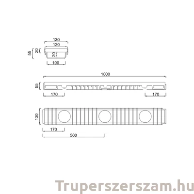 Kép 3/3 - Kültéri folyóka, Alacsony, hossz:1 m, horganyzott fedráccsal (STY-904-E)