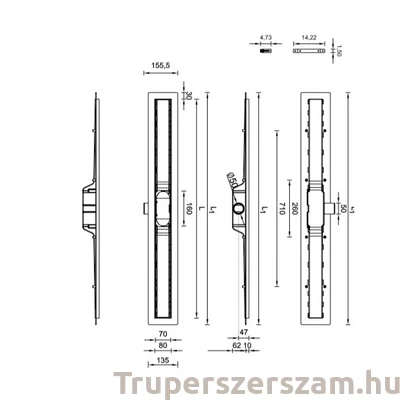 Kép 2/2 - Zuhanyfolyóka egyenes, 500 mm-es Klasszik ráccsal (STY-K-50)