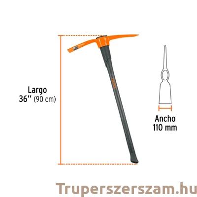 Kép 2/2 - Truper széles csákány 2,3 kg, üvegszálas nyél 90 cm, él: 11 cm (TP-5M)