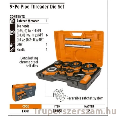 Kép 5/5 - Truper Csőmenetmetsző készlet(TA-851)