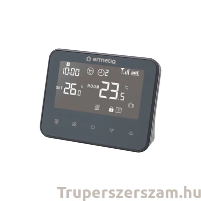 Kép 1/3 - Termosztát, Programozható, vezeték nélküli, RF, 868 MHz, LCD kijelző, kompatibilis az átjáróval és a vezérlőegységgel Ermetiq TA-HR02,  (TA-WT20)