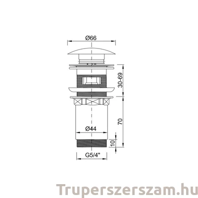 Kép 2/2 - Leeresztő klikk-klakk, tisztítható (KL-03)
