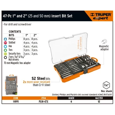 Kép 2/2 - Bit készlet 47 db-os (PUN-47X)