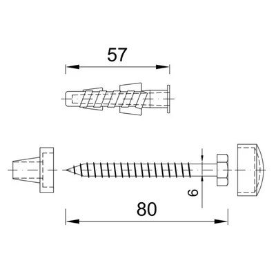 Kép 2/2 - WC rögzítő csavar 9×80 mm-es hatlapfejű (WRH-80)