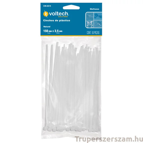 Kábelkötegelő, fehér, 400x4,5mm, 25db/cs. (CIN-5040)