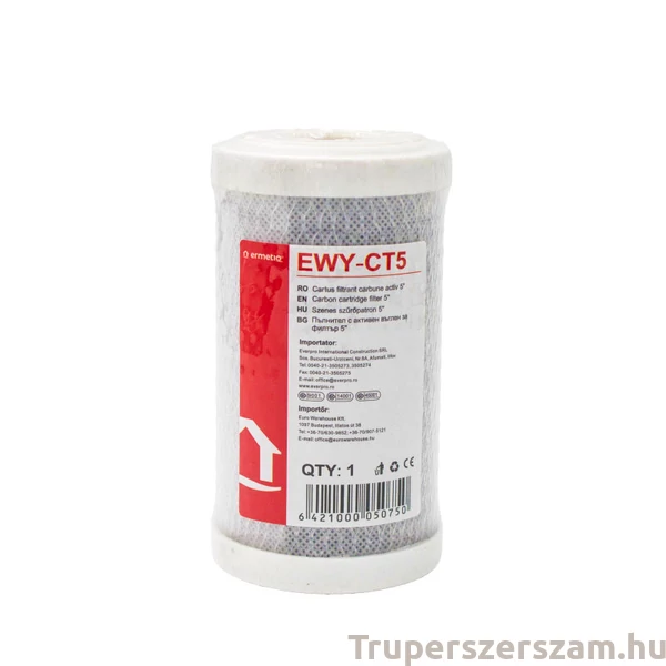 Vízszűrő betét, aktív szenes  5" (12,7 cm hosszú szűrőbetét)(EWY-CT5)