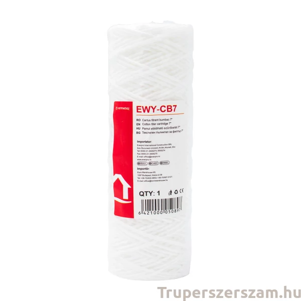 Vízszűrő betét, pamut  7" (17,78 cm hosszú szűrőbetét) (EWY-CB7)