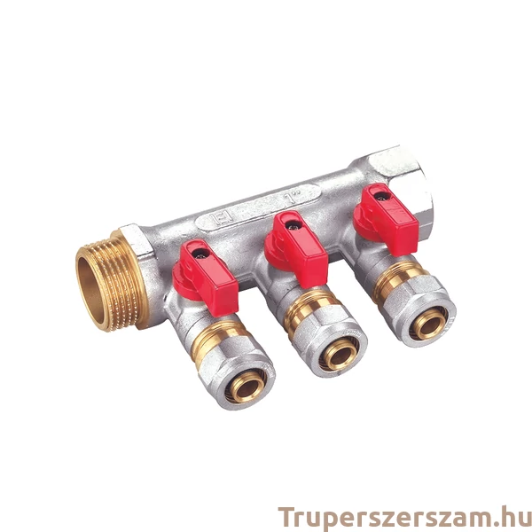 Elosztó 3/4x1/2 col 16 ötrétegű csőhöz - 2 bemenet-piros (EVP-DB1634-2R)