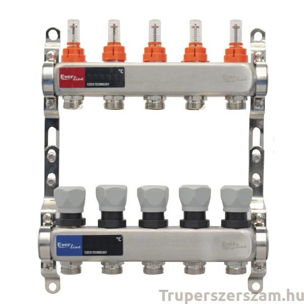 Padlófűtés áramlásmérős osztó-gyűjtő   2-3-4-5-6-7-8-9-10-11-12 körös, (EVP-DSC3411)