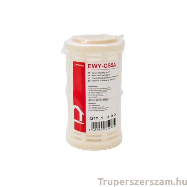 Vízszűrő betét, szitás  5" (12,7 cm hosszú szűrőbetét) (EWY-CS5A)