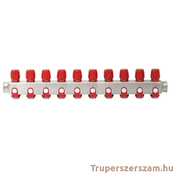 Rozsdamentes acél szelepes osztó 10 körös piros csapokkal 1"x 3/4" (EVP-DSD3411-10R)