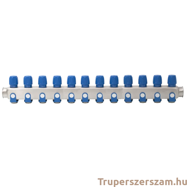 Rozsdamentes acél szelepes osztó 12 körös kék csapokkal 1"x 3/4" (EVP-DSD3411-12A)