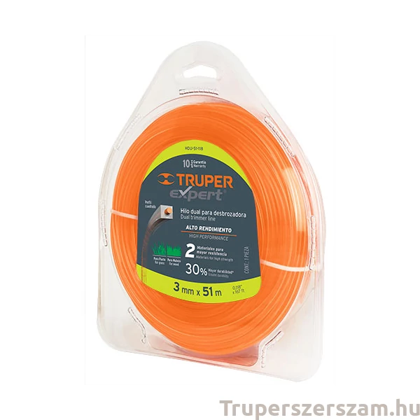 Fűkasza Damil (3 mm x 51 m), rugalmas polimer belső, négyszög profil (HDU-51-118)