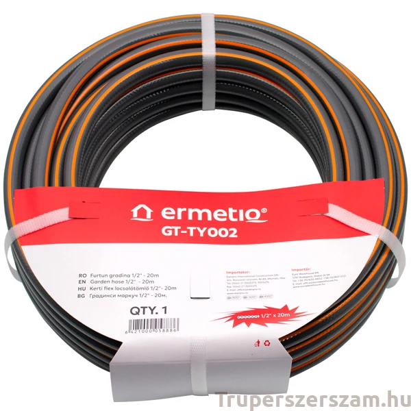 Locsolótömlő 3 rétegű "Kerti flex csavarodásmentes  locsolótömlő 1/2″- 20m,  + Mük.Tart. 4-6 BAR" (GT-TY002)