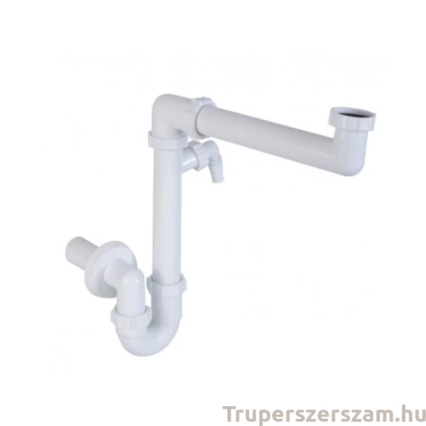 Helytakarékos csőszifon, leeresztőszelep nélkül,  mosógép csatlakozóval 40 mm-es (STY-641)