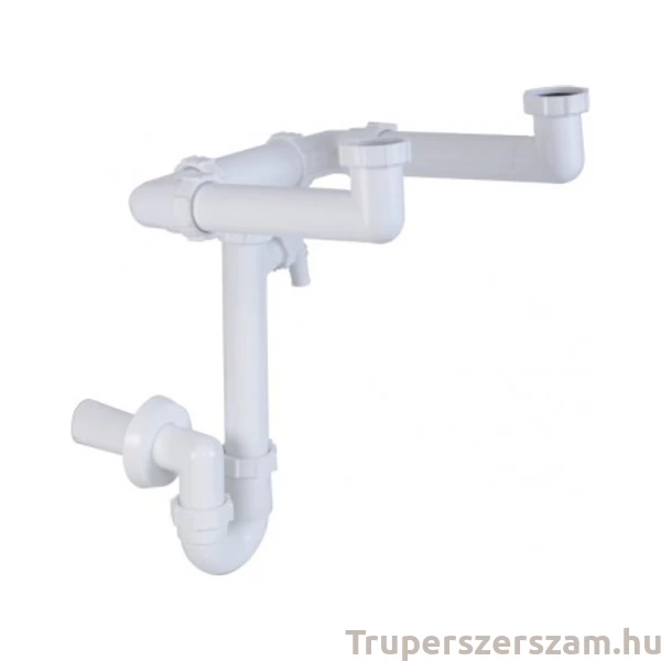 Helytakarékos csőszifon 6/4", kétmedencés , mosógép csatlakozóval, 40 mm-es (STY-642)