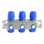 Rozsdamentes acél szelepes osztó  3 körös kék csapokkal 1"x 3/4" (EVP-DSD3411-3A)